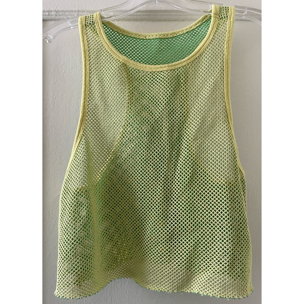 Yellow Green Mesh Crop Tank Top